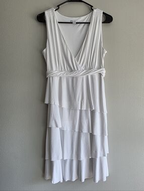 NWOT, Women's White Tiered Sleeveless Dress SIZE: Small